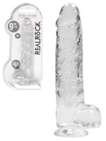 RealRock - Dildo 9 inch with Balls - Crystal Clear