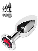 Rosebud Stainless Steel Buttplug With Red Crystal - Small