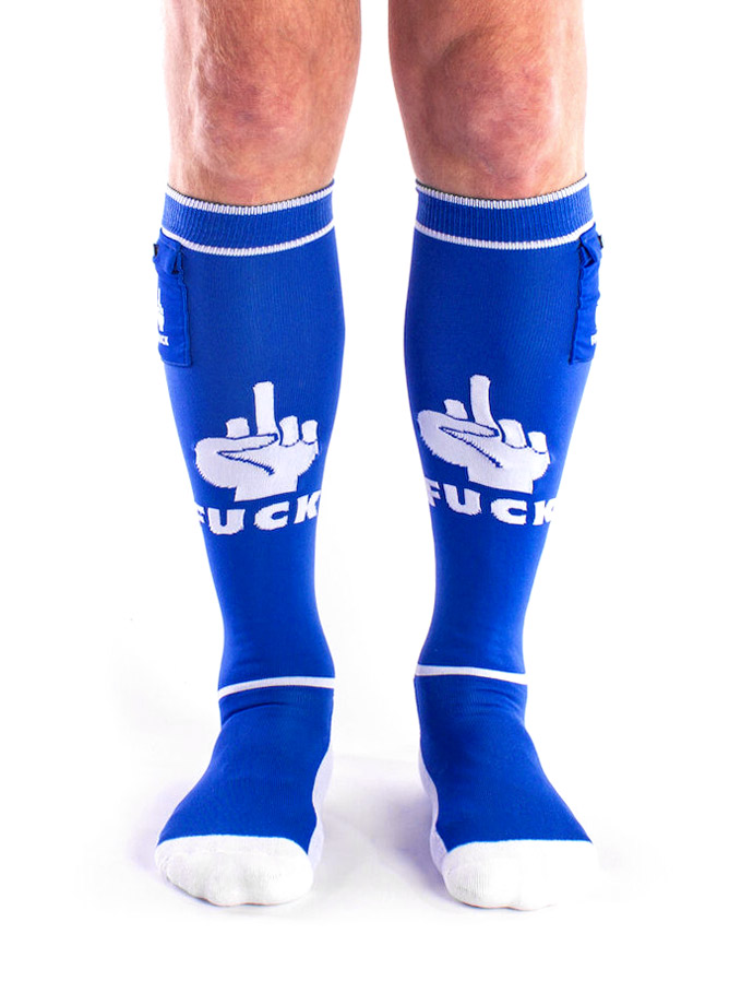 Fuck Party Socken mit Tasche - Blau/Wei�