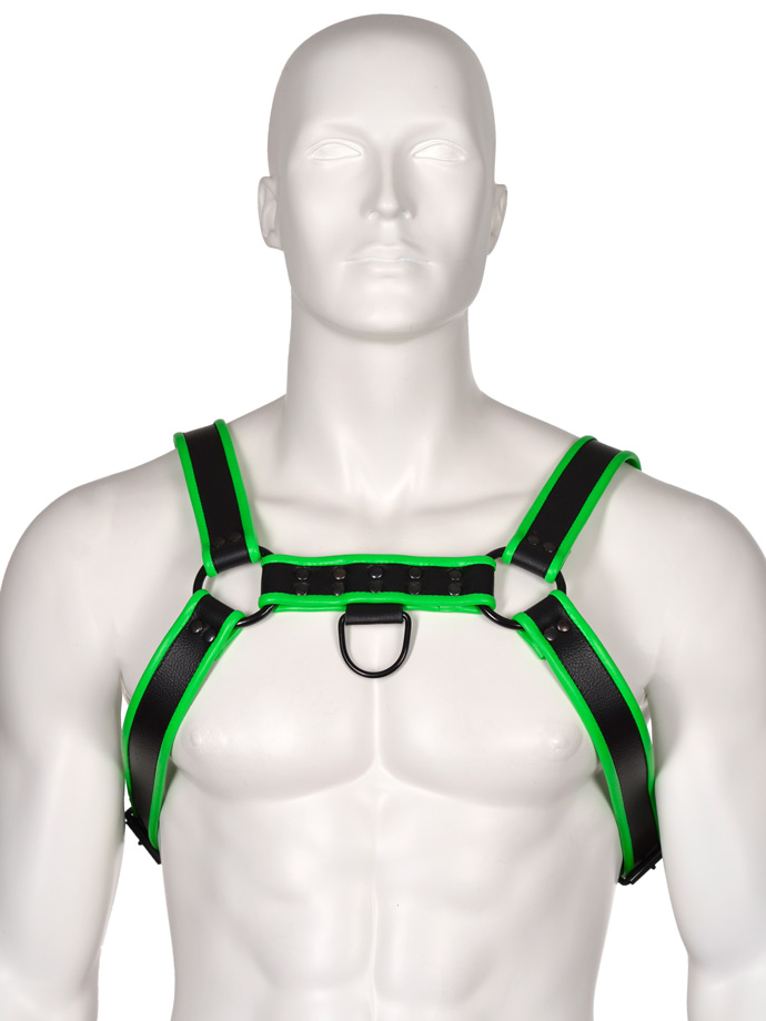 Club Echtleder Harness - Schwarz/Gr�n