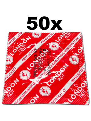 50 St�ck London Kondome - Rot mit Erdbeeraroma