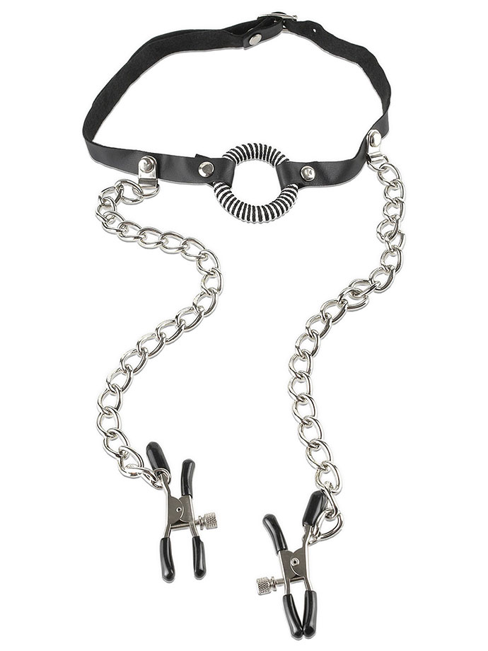 Fetish Fantasy - O-Ring Gag with Nipple Clamps