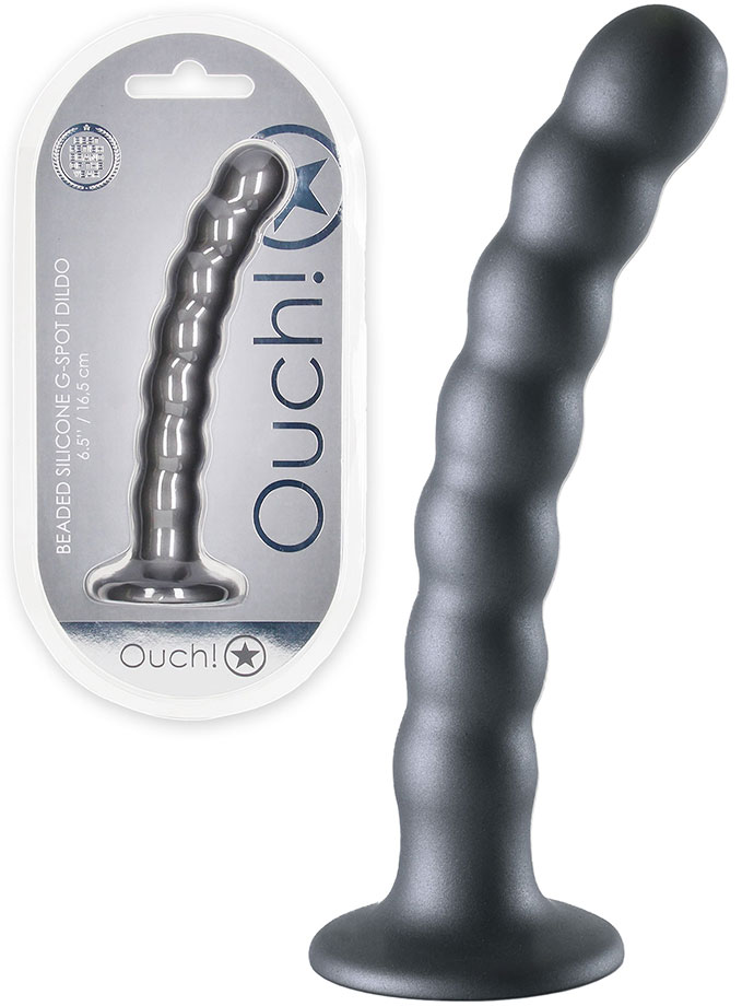 OUCH! Beaded G-Spot Dildo - Gun Metal