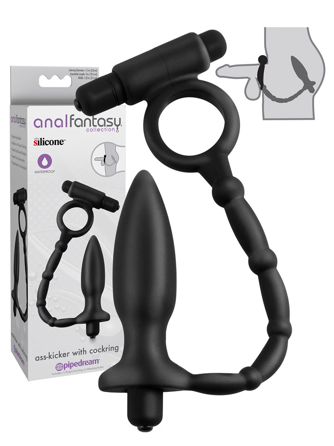 Cockring et plug anal vibrants Ass-Kicker - Anal Fantasy