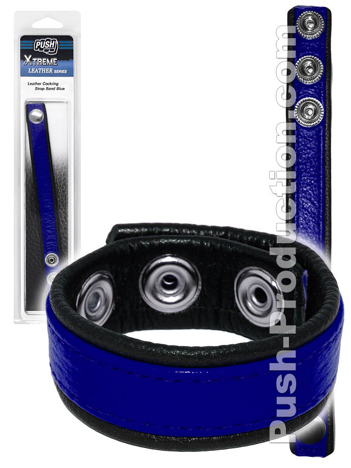 Push Xtreme Leather - Cockring en cuir bleu