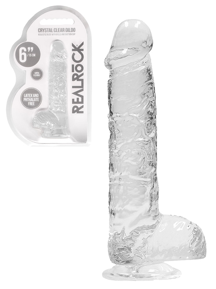 RealRock - Dildo 6 inch & Balls - Crystal Clear