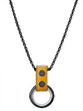 Black Metal Necklace with Cockrings - Yellow Leather