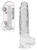 RealRock - Dildo 9 inch & Balls - Crystal Clear